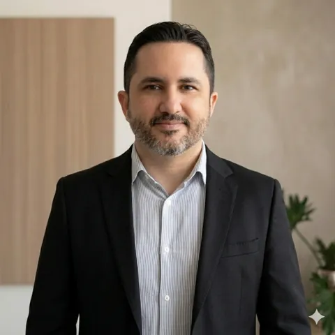 Markos Silvan, terapeuta em Teresina - PI, especialista em hipnoterapia e psicanálise, em seu consultório